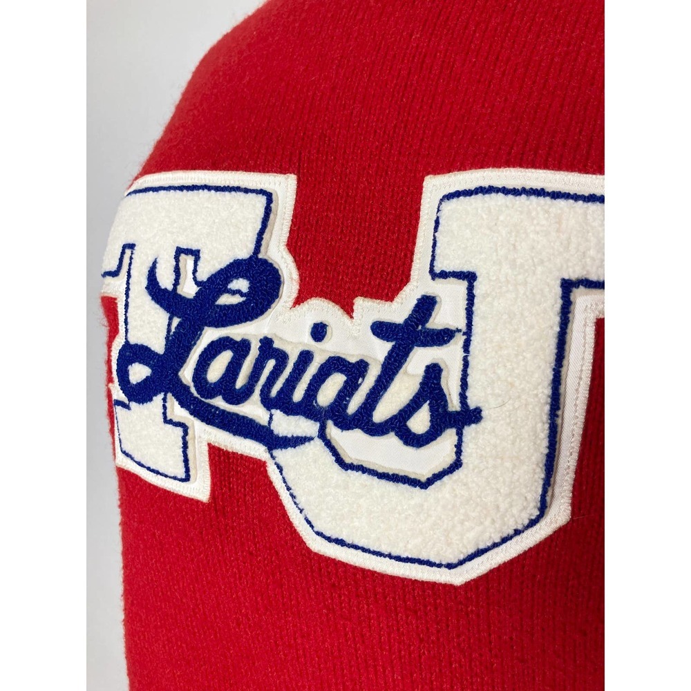 Vintage Red Crewneck Sweater with White and Blue Appliqué - Picture 4 of 7